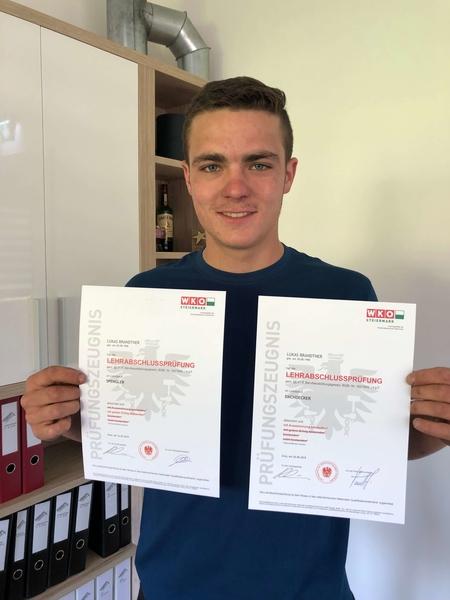 Lukas Brandtner - ausgezeichnete Lehrabschlussprüfung